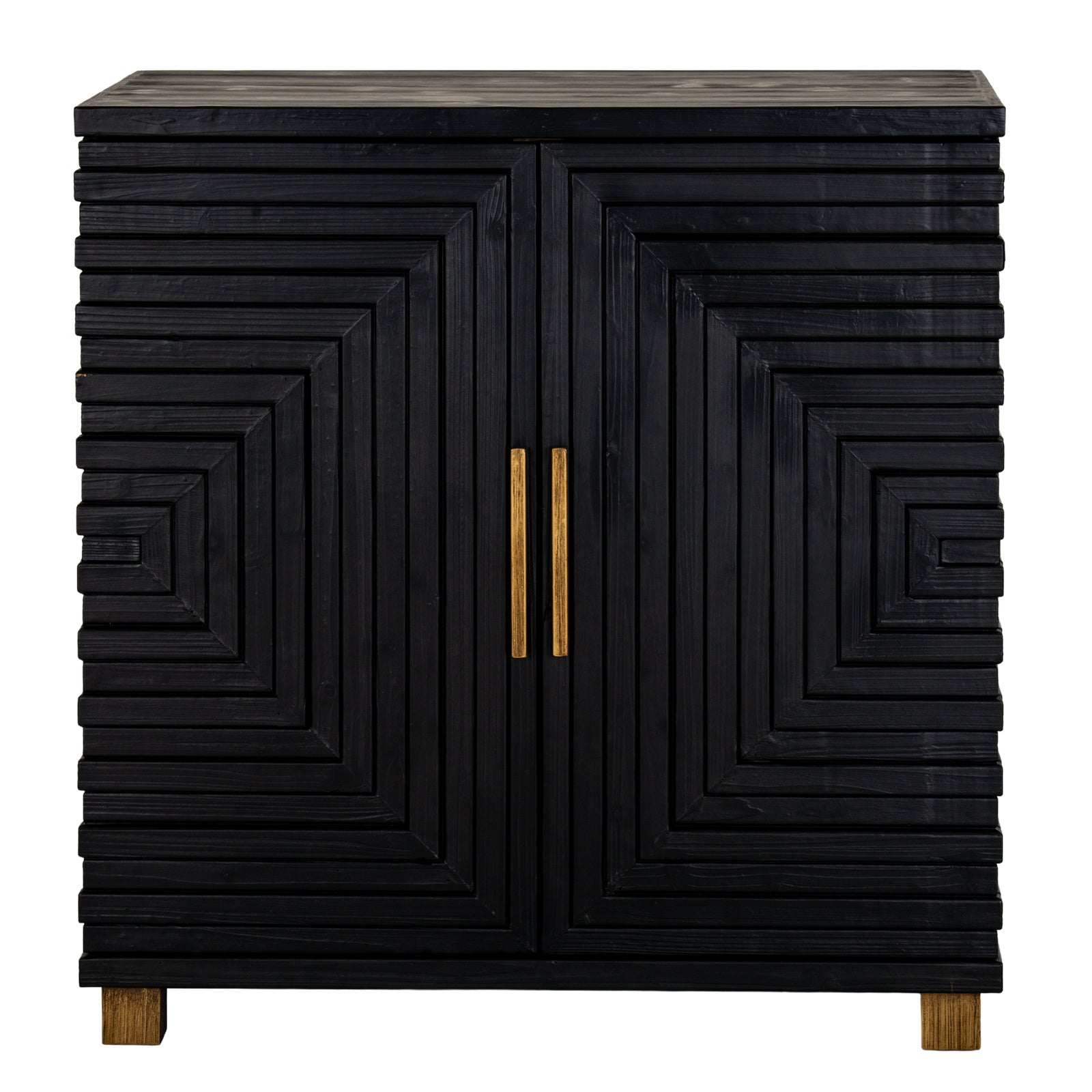 Art Deco Geometric 2 Door Cabinet - Black and Gold - Industrious Decor