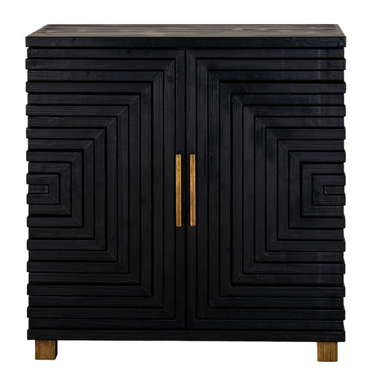 Art Deco Geometric 2 Door Cabinet - Black and Gold - Industrious Decor