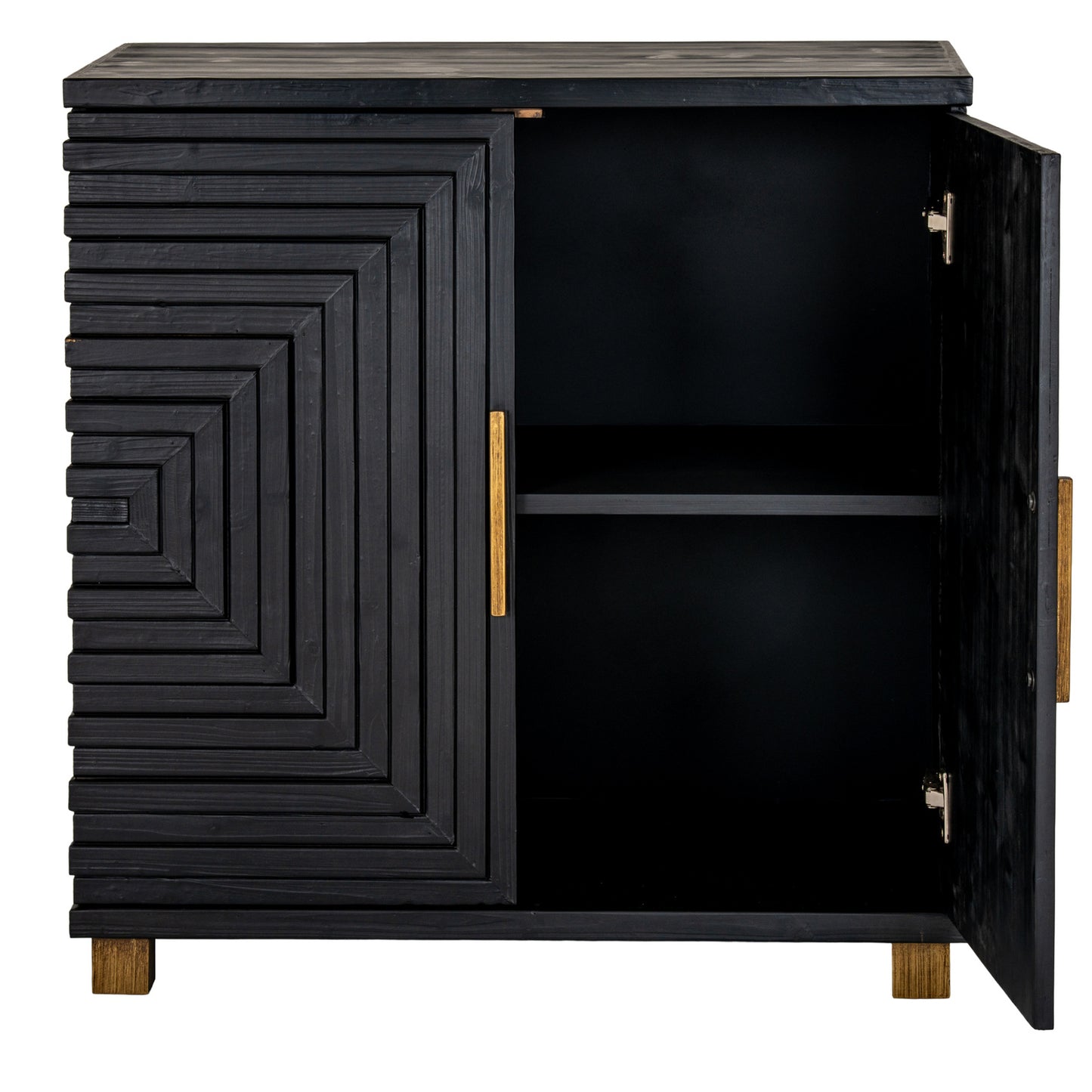 Art Deco Geometric 2 Door Cabinet - Black and Gold - Industrious Decor