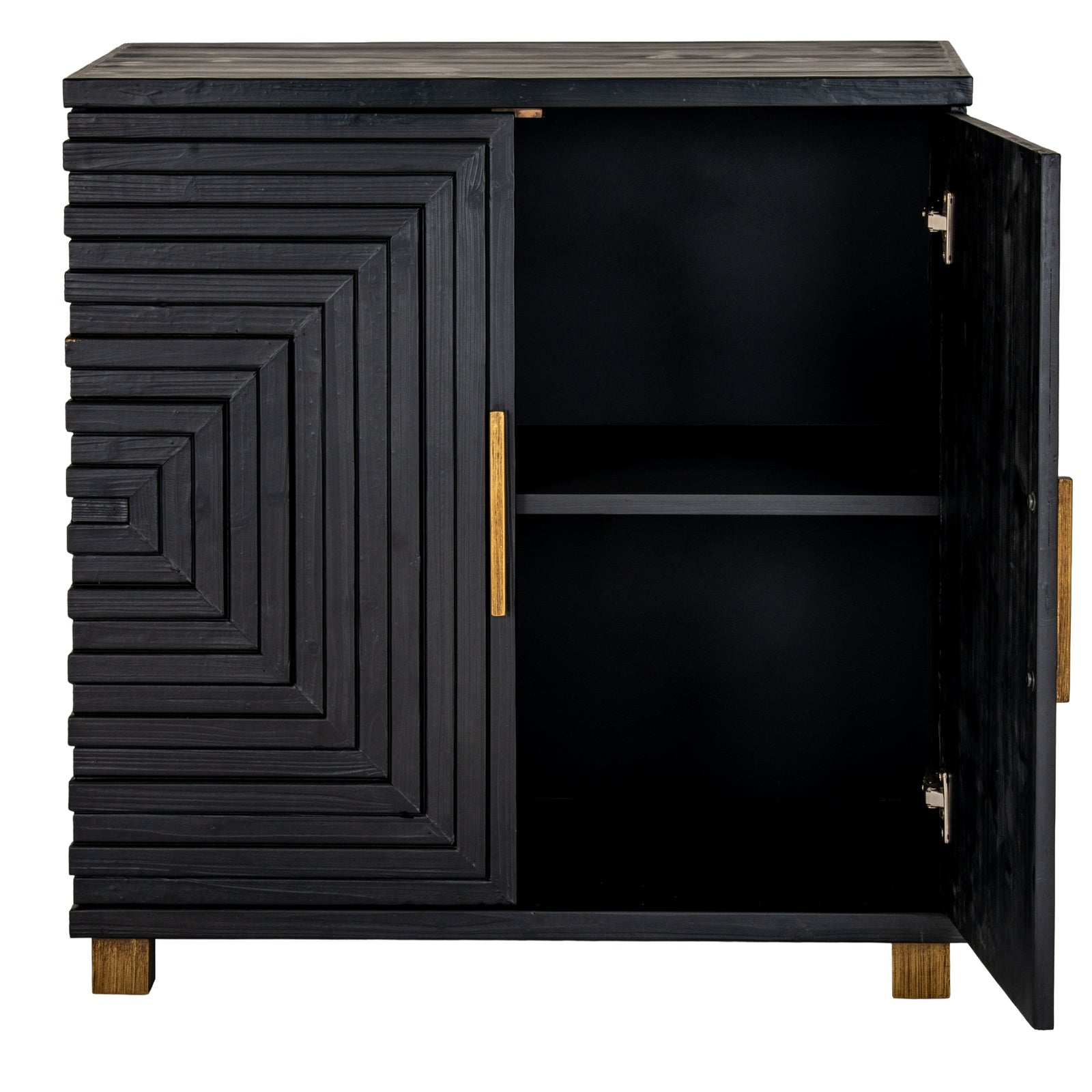 Art Deco Geometric 2 Door Cabinet - Black and Gold - Industrious Decor