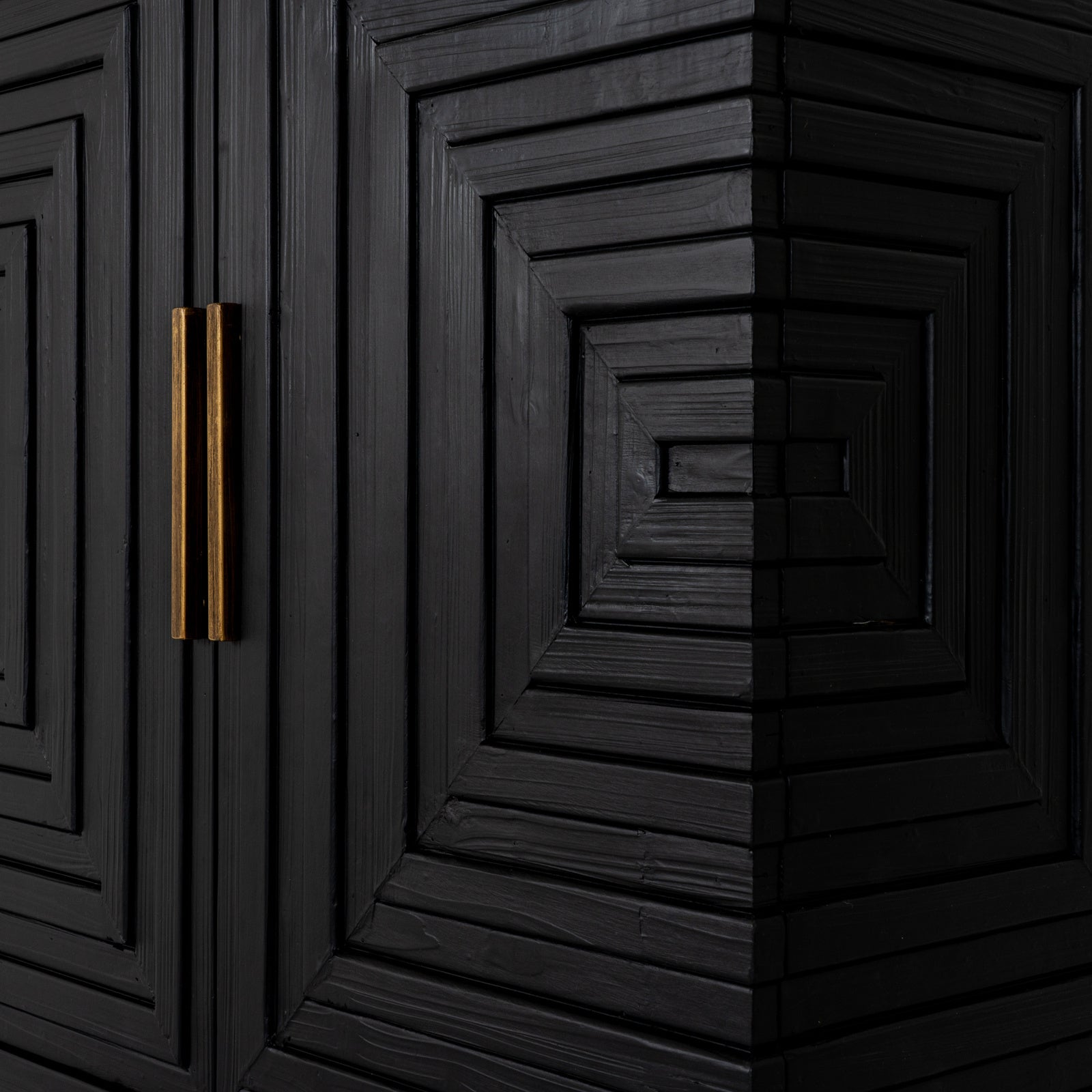 Art Deco Geometric 2 Door Cabinet - Black and Gold - Industrious Decor