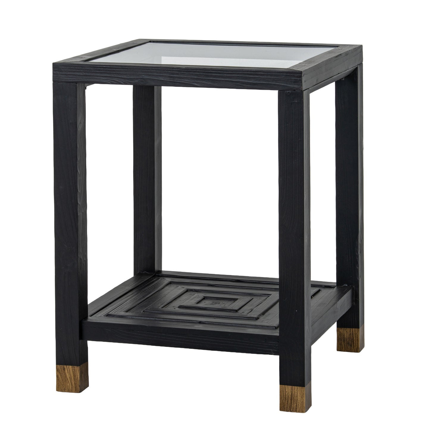 Geo Side Table - Black Oak with Glass Top - Industrious Decor
