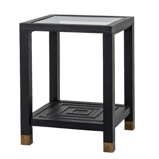 Geo Side Table - Black Oak with Glass Top - Industrious Decor