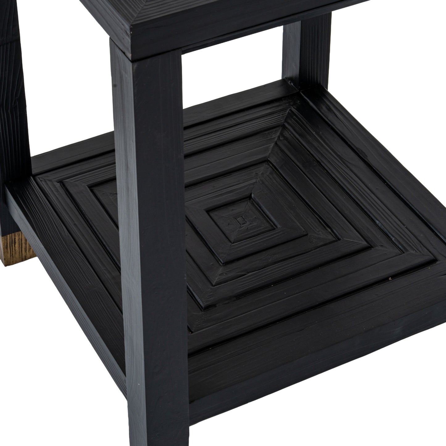 Geo Side Table - Black Oak with Glass Top - Industrious Decor