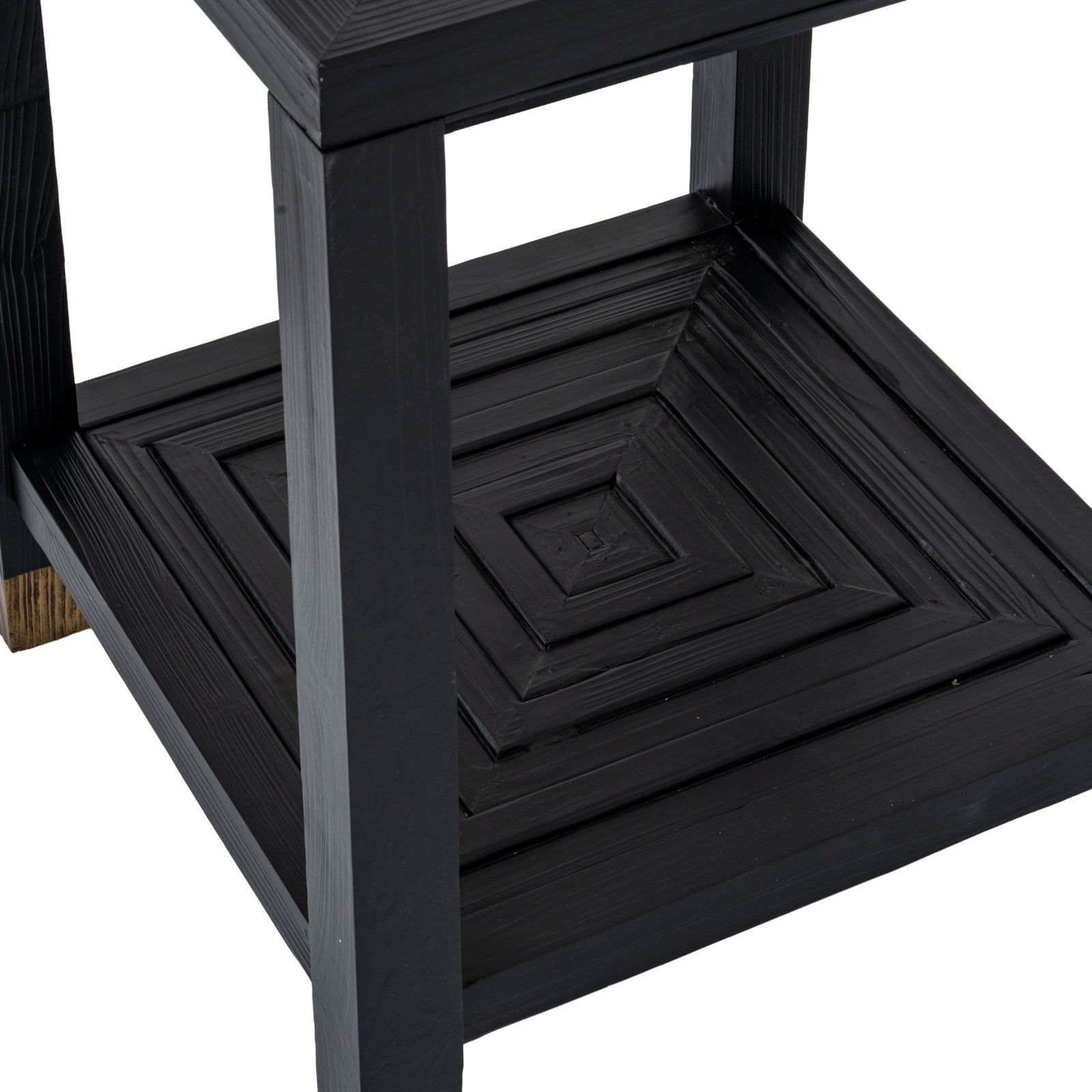 Geo Side Table - Black Oak with Glass Top - Industrious Decor