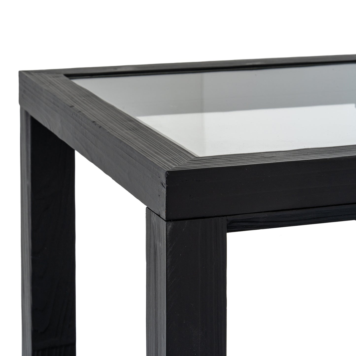 Geo Side Table - Black Oak with Glass Top - Industrious Decor