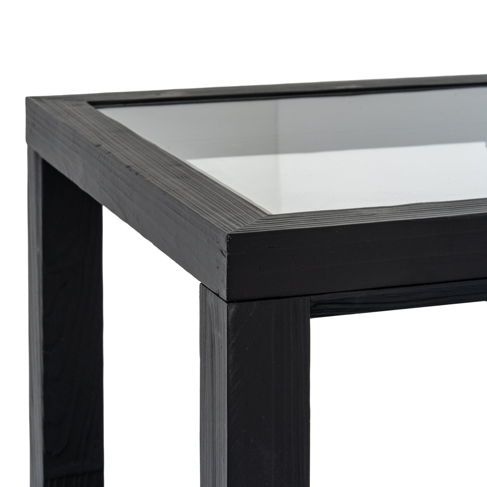 Geo Side Table - Black Oak with Glass Top - Industrious Decor