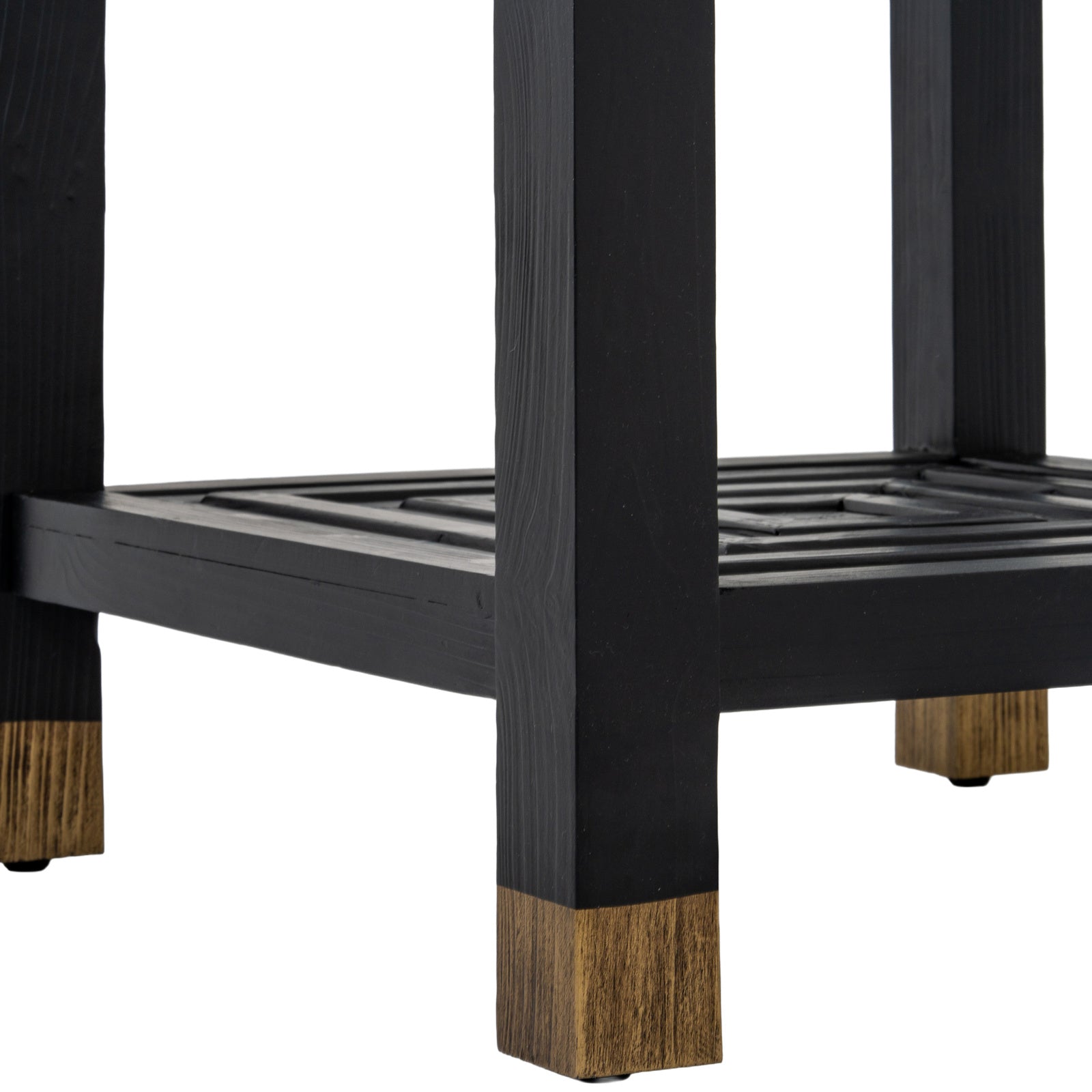 Geo Side Table - Black Oak with Glass Top - Industrious Decor