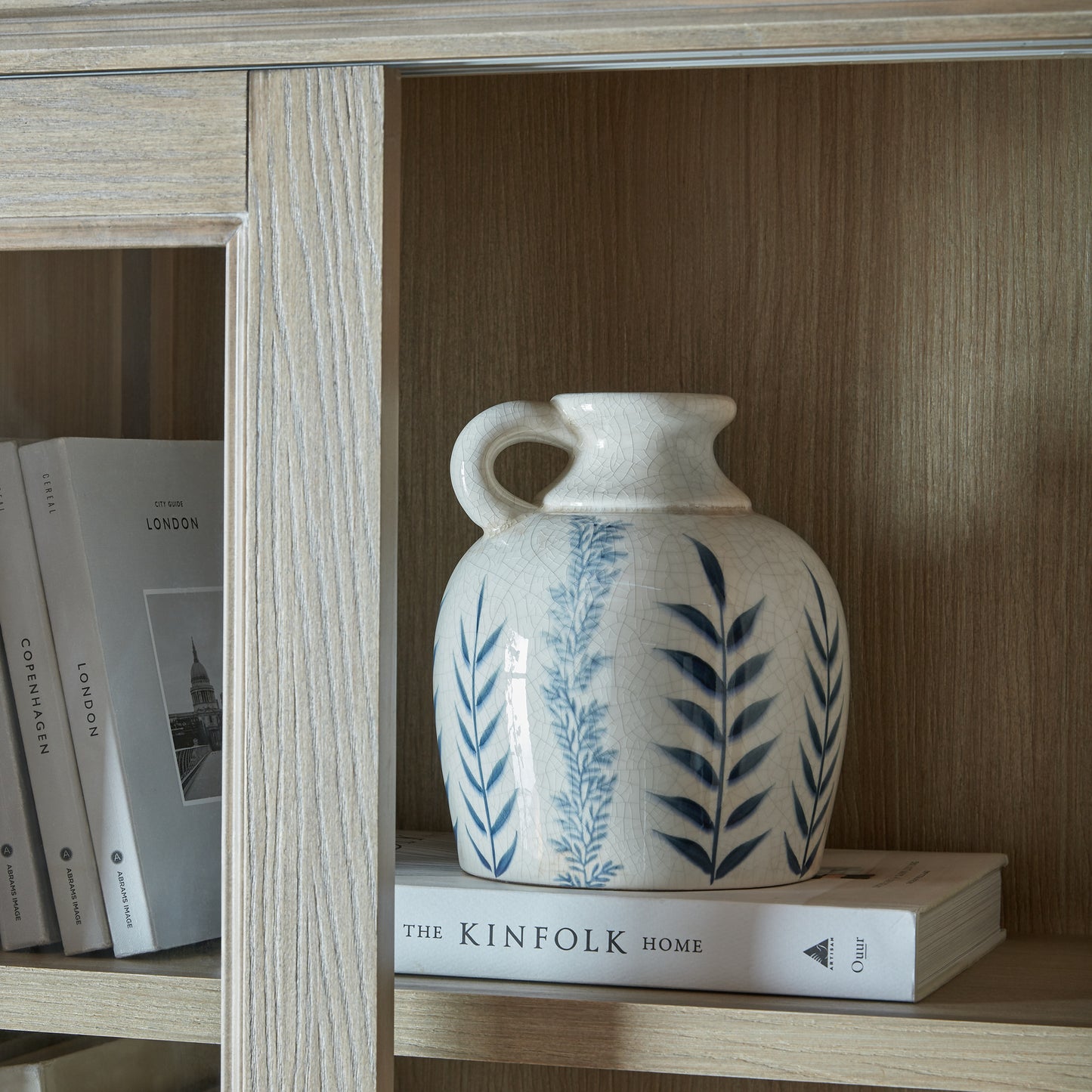 Louvred Glass Sliding Door Dresser Top - Natural Oak - Industrious Decor