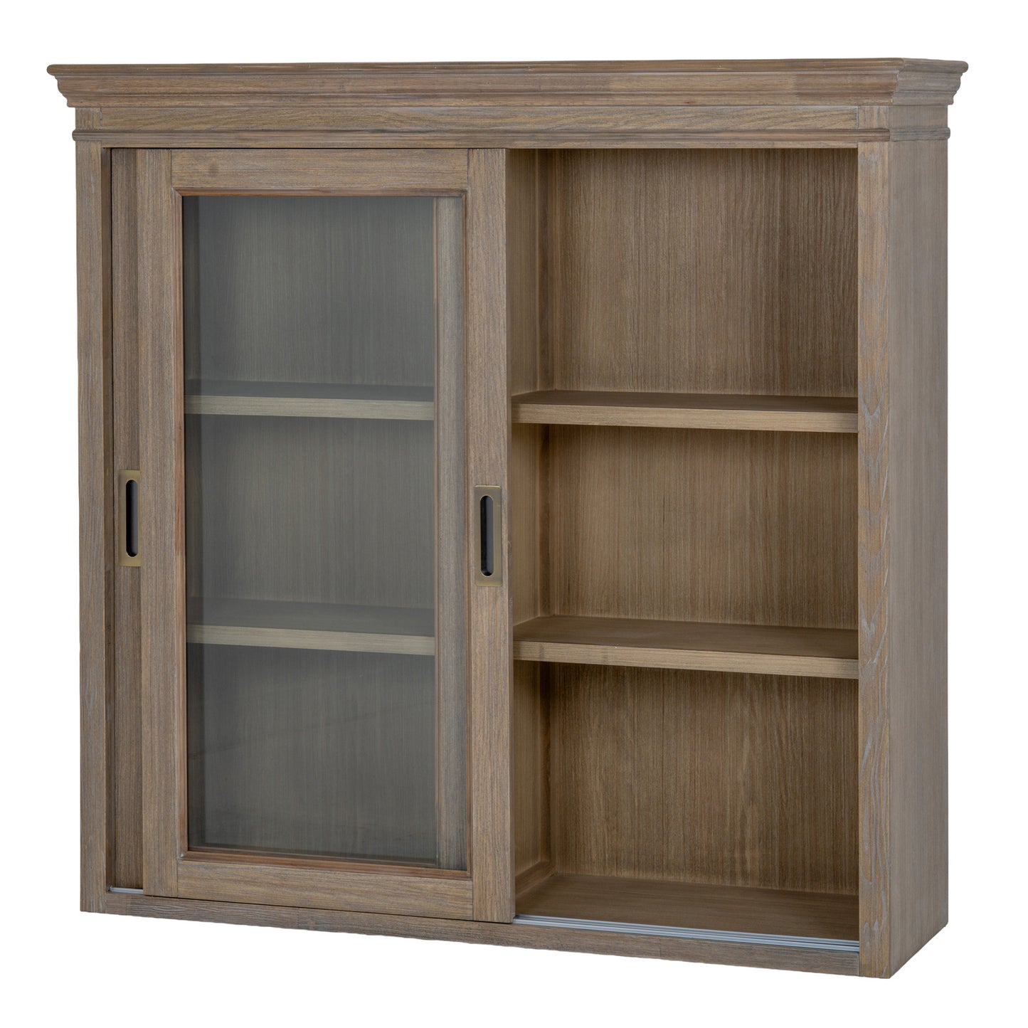Louvred Glass Sliding Door Dresser Top - Natural Oak - Industrious Decor