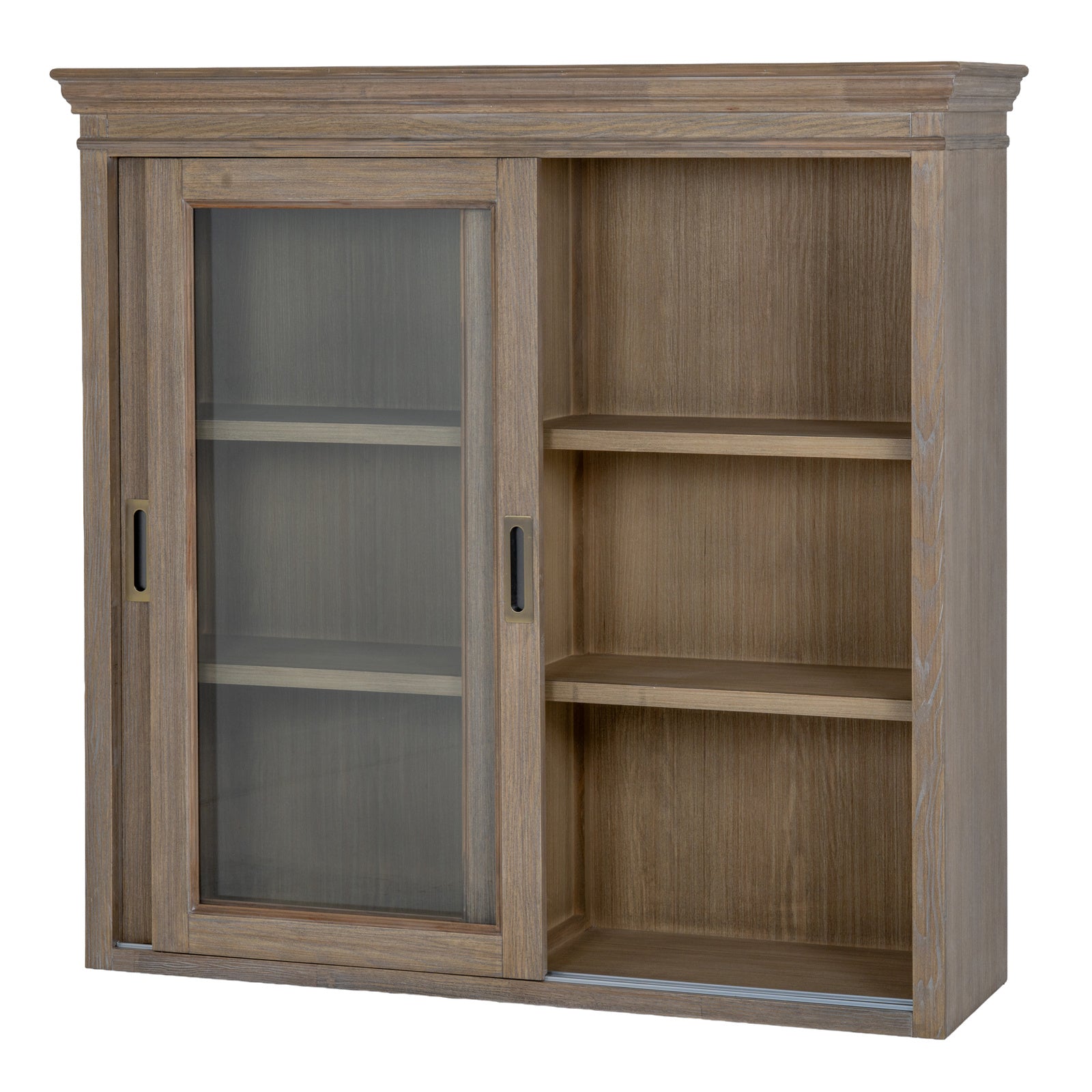 Louvred Glass Sliding Door Dresser Top - Natural Oak - Industrious Decor