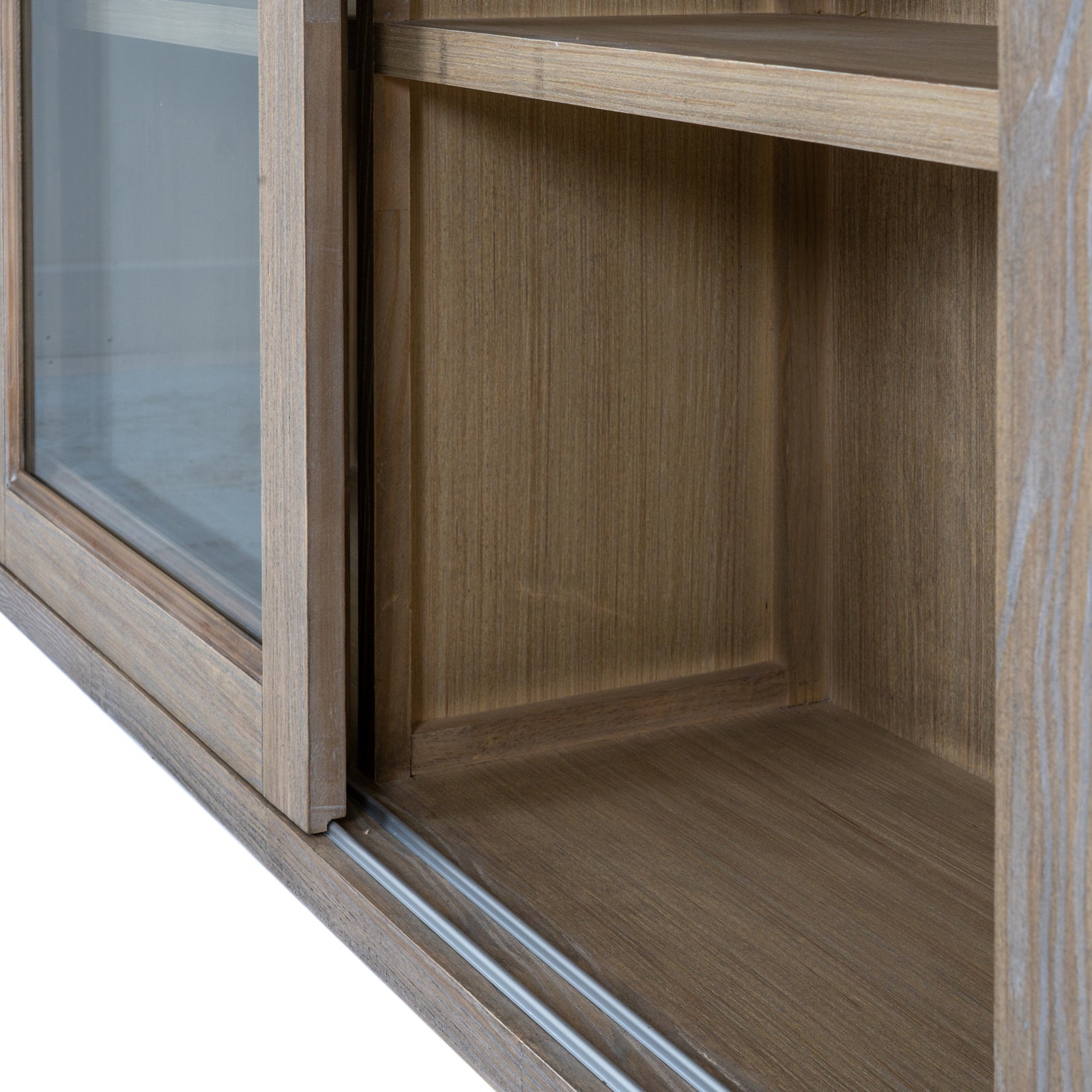 Louvred Glass Sliding Door Dresser Top - Natural Oak - Industrious Decor