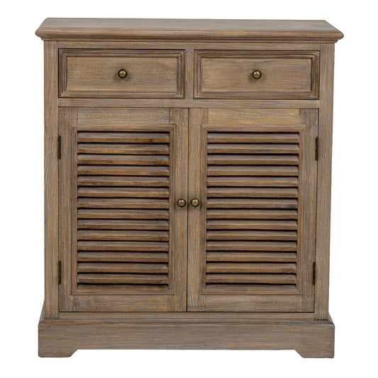 Louvred 2 Drawer 2 Door Cabinet - Natural Oak - Industrious Decor