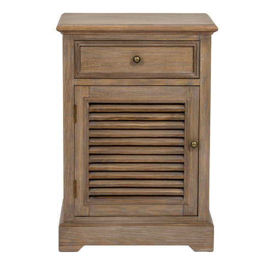 Louvred 1 Drawer 1 Door Bedside Cabinet - Left Hand - Natural Oak - Industrious Decor