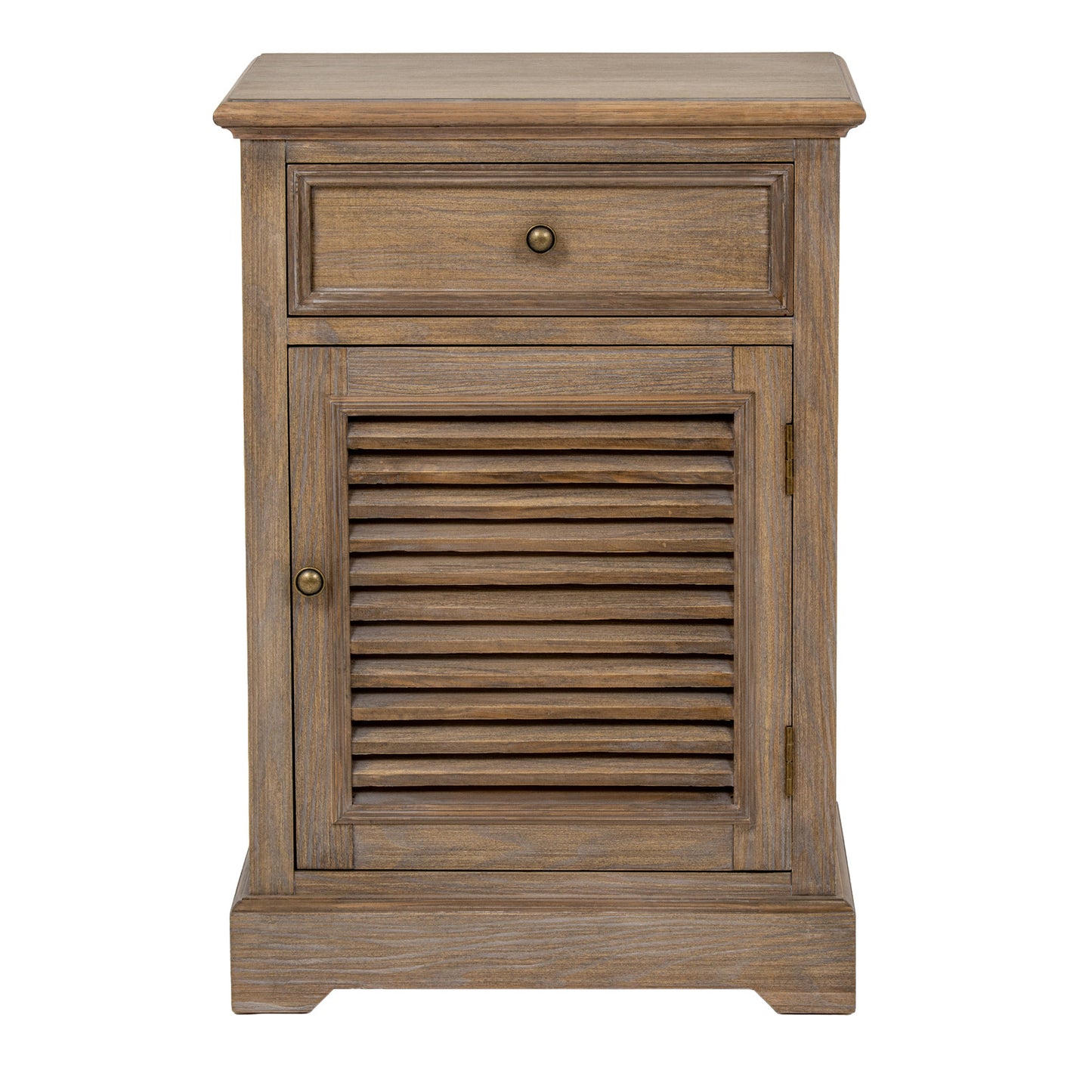 Louvred 1 Drawer 1 Door Bedside Cabinet - Right Hand - Natural Oak - Industrious Decor