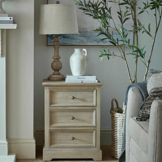 3 Drawer Bedside Chest - Natural Oak - Industrious Decor