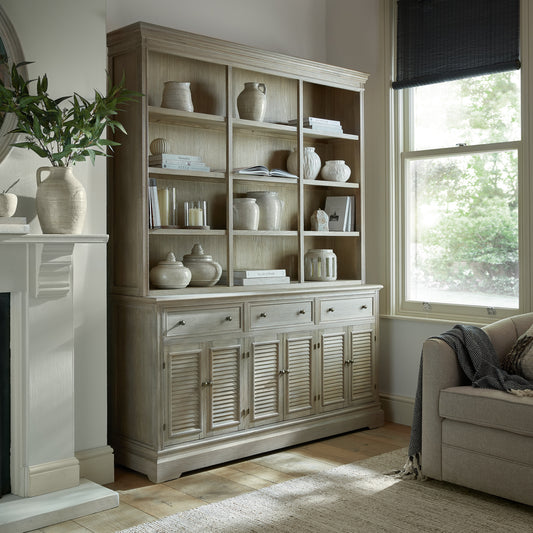 Louvred Open Hutch Dresser Top - Natural Oak - Industrious Decor