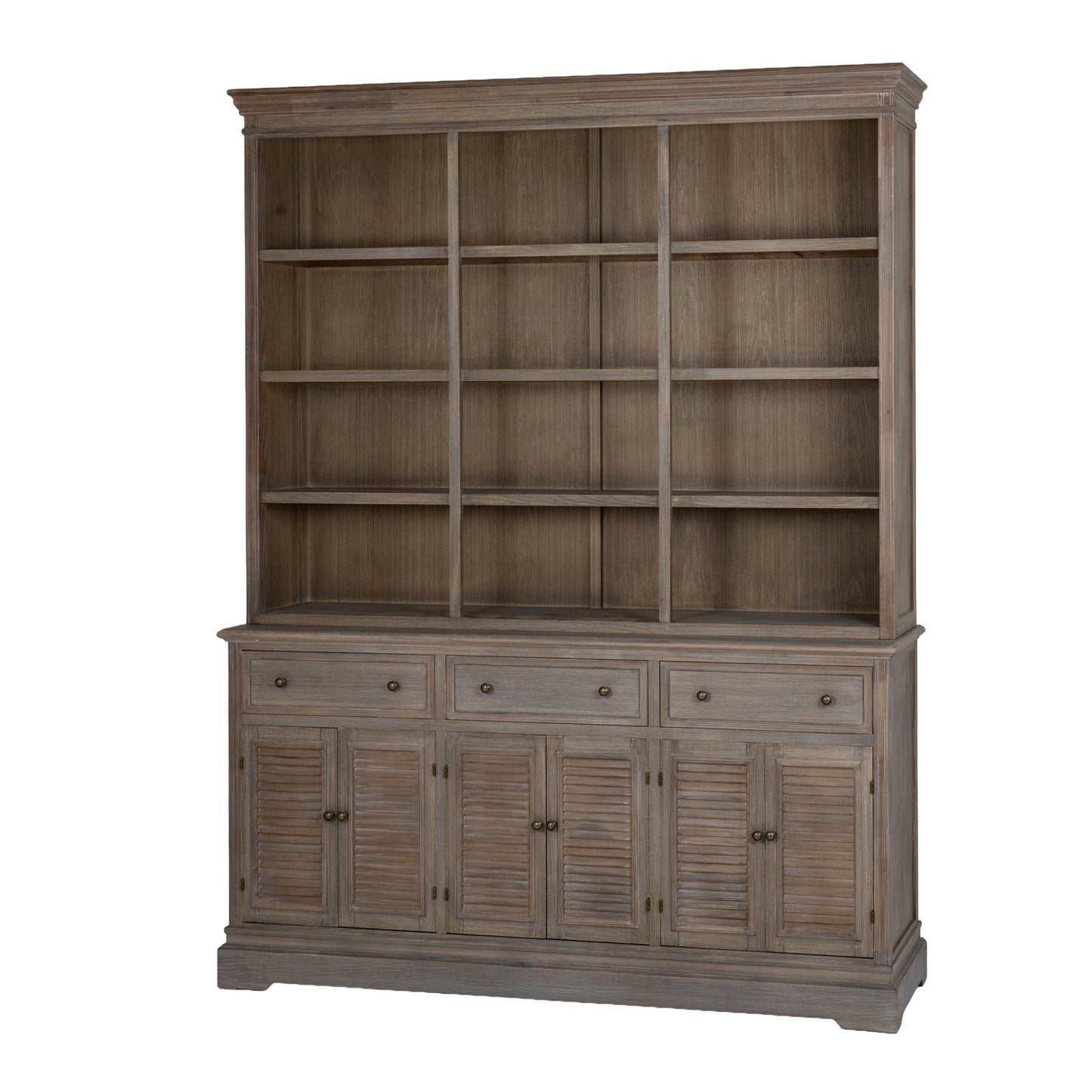 Louvred Open Hutch Dresser Top - Natural Oak - Industrious Decor