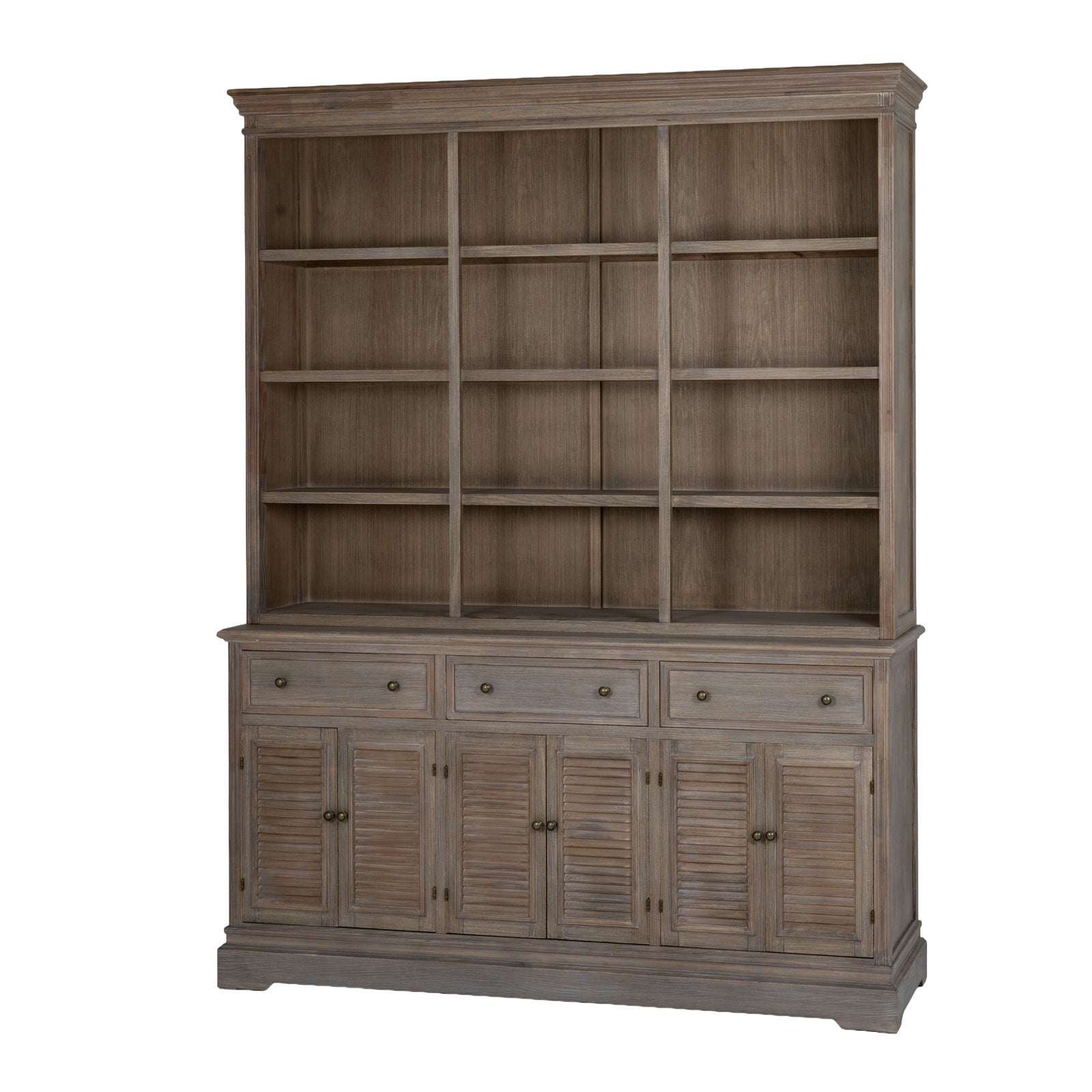 Louvred Open Hutch Dresser Top - Natural Oak - Industrious Decor