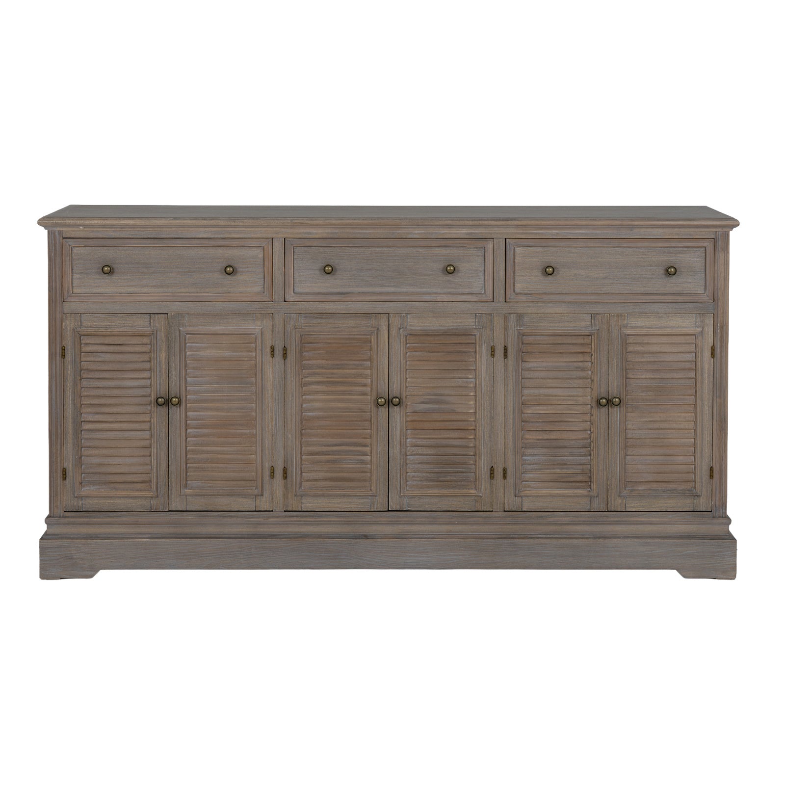 Louvred Shutter 6 Door 3 Drawer Large Sideboard - Natural Oak - Industrious Decor
