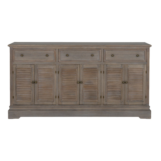 Louvred Shutter 6 Door 3 Drawer Large Sideboard - Natural Oak - Industrious Decor