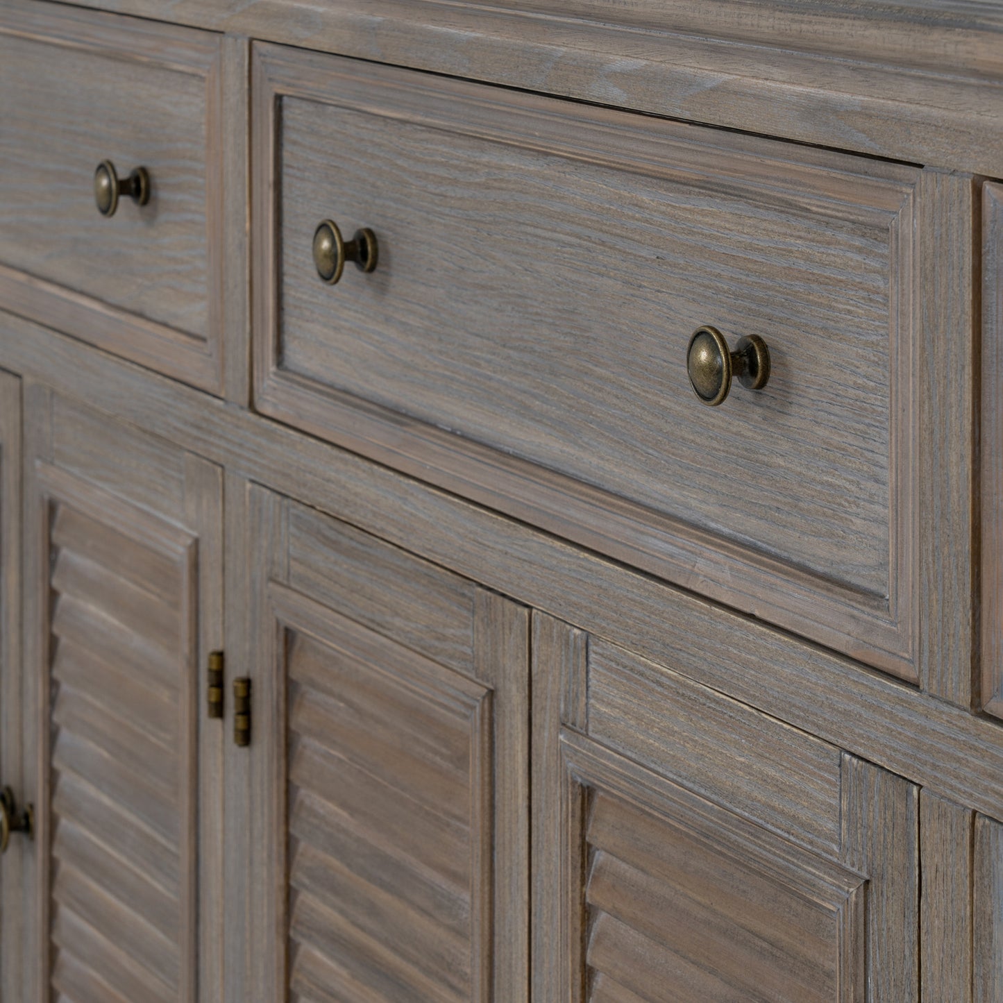 Louvred Shutter 6 Door 3 Drawer Large Sideboard - Natural Oak - Industrious Decor