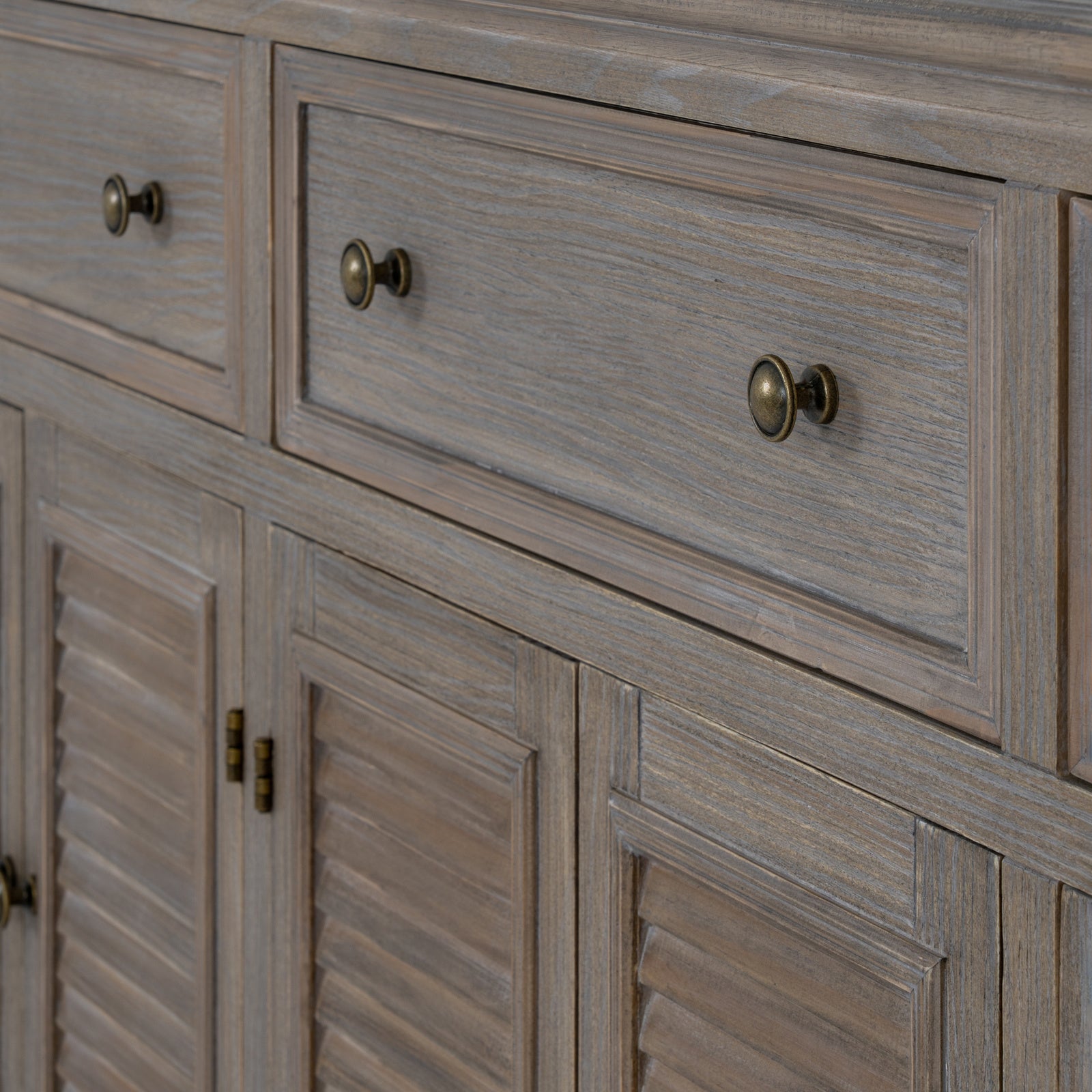 Louvred Shutter 6 Door 3 Drawer Large Sideboard - Natural Oak - Industrious Decor