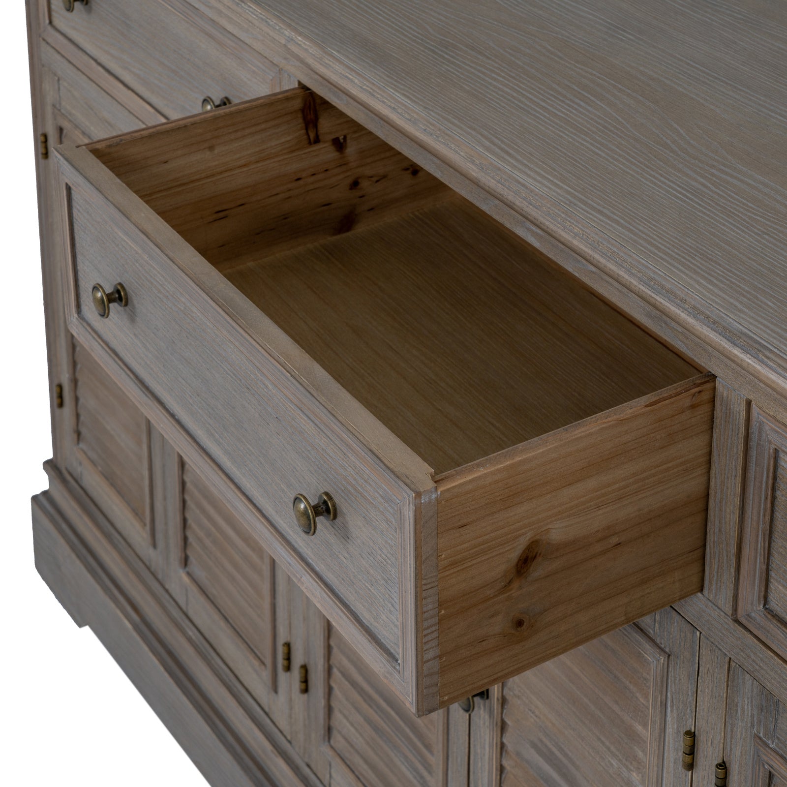 Louvred Shutter 6 Door 3 Drawer Large Sideboard - Natural Oak - Industrious Decor