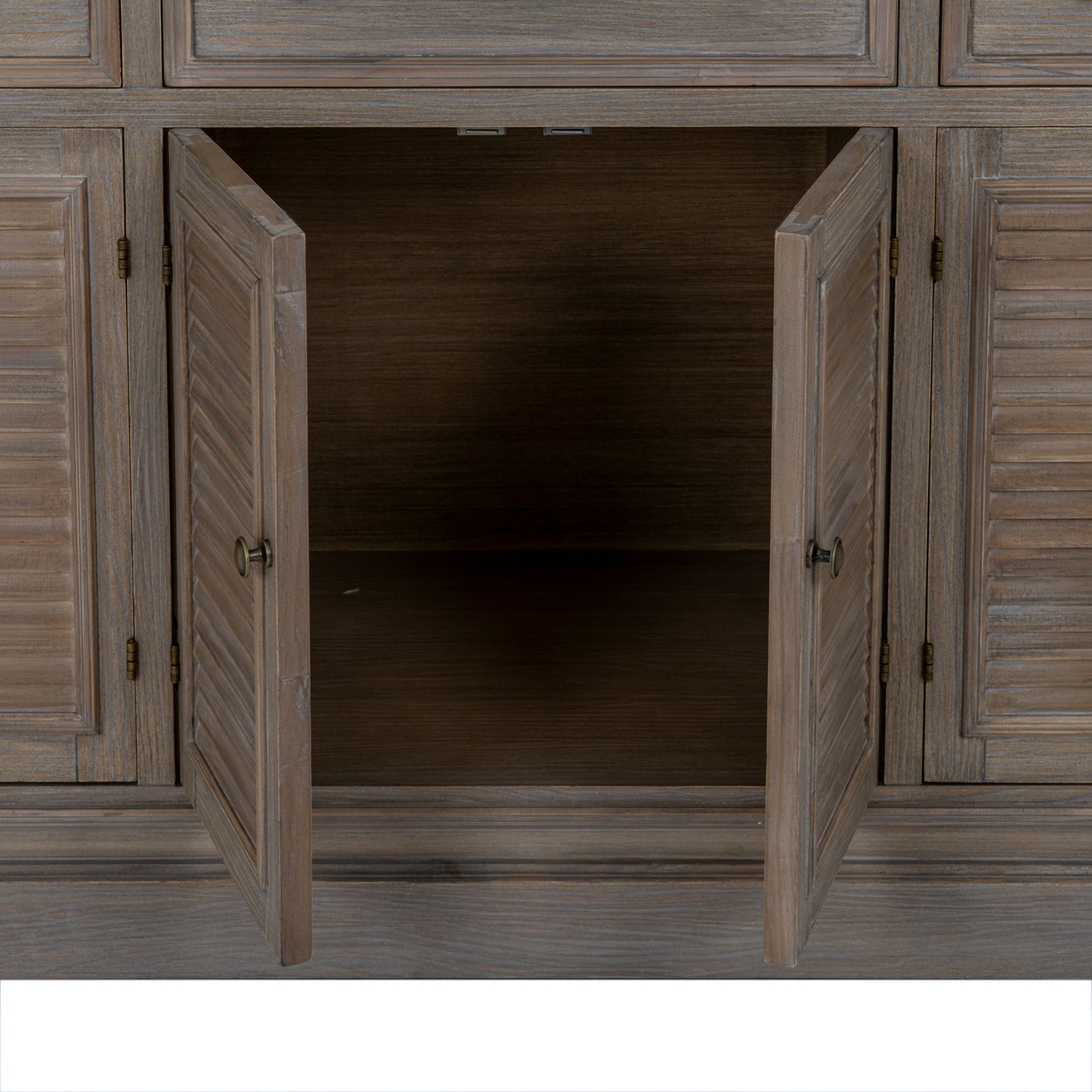 Louvred Shutter 6 Door 3 Drawer Large Sideboard - Natural Oak - Industrious Decor