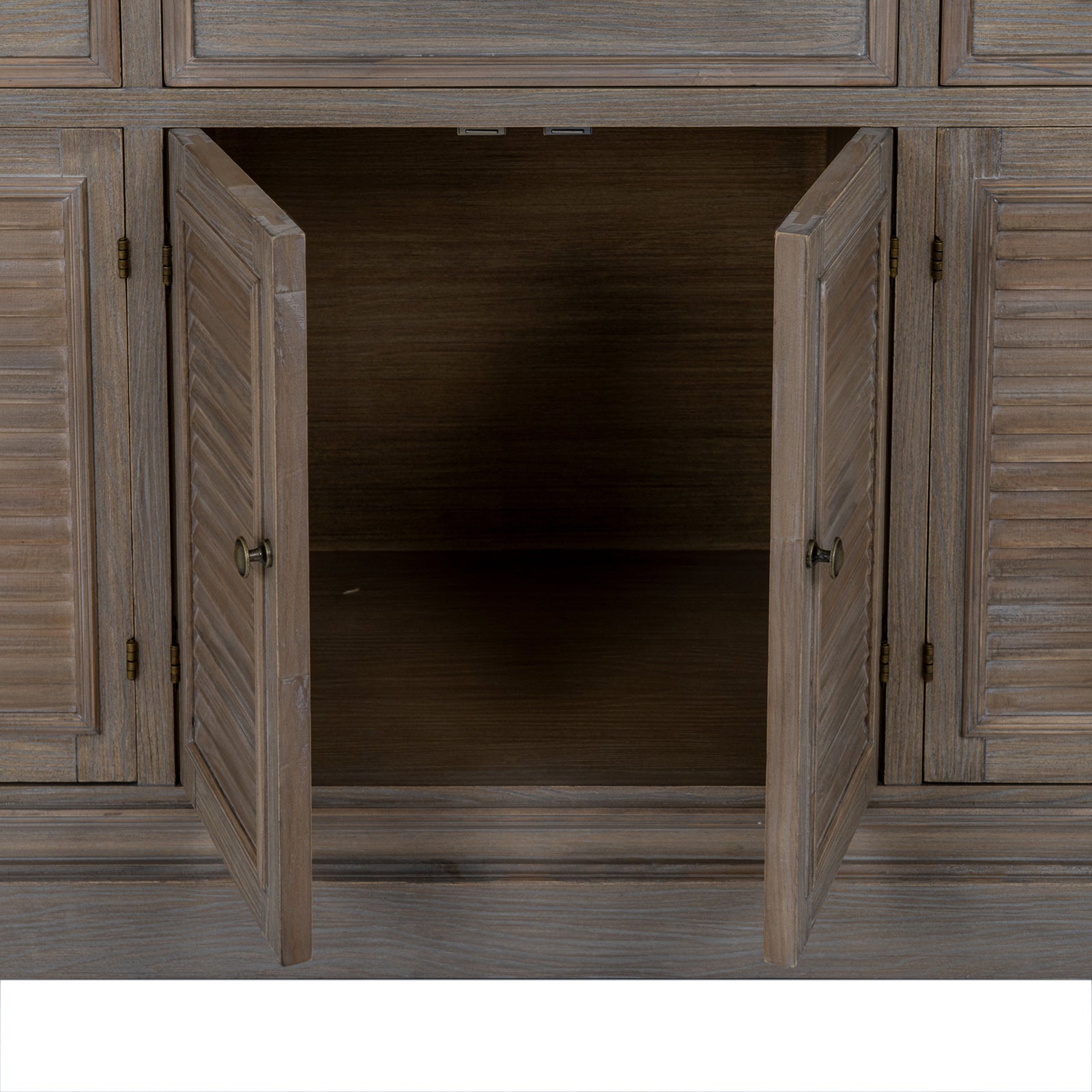 Louvred Shutter 6 Door 3 Drawer Large Sideboard - Natural Oak - Industrious Decor