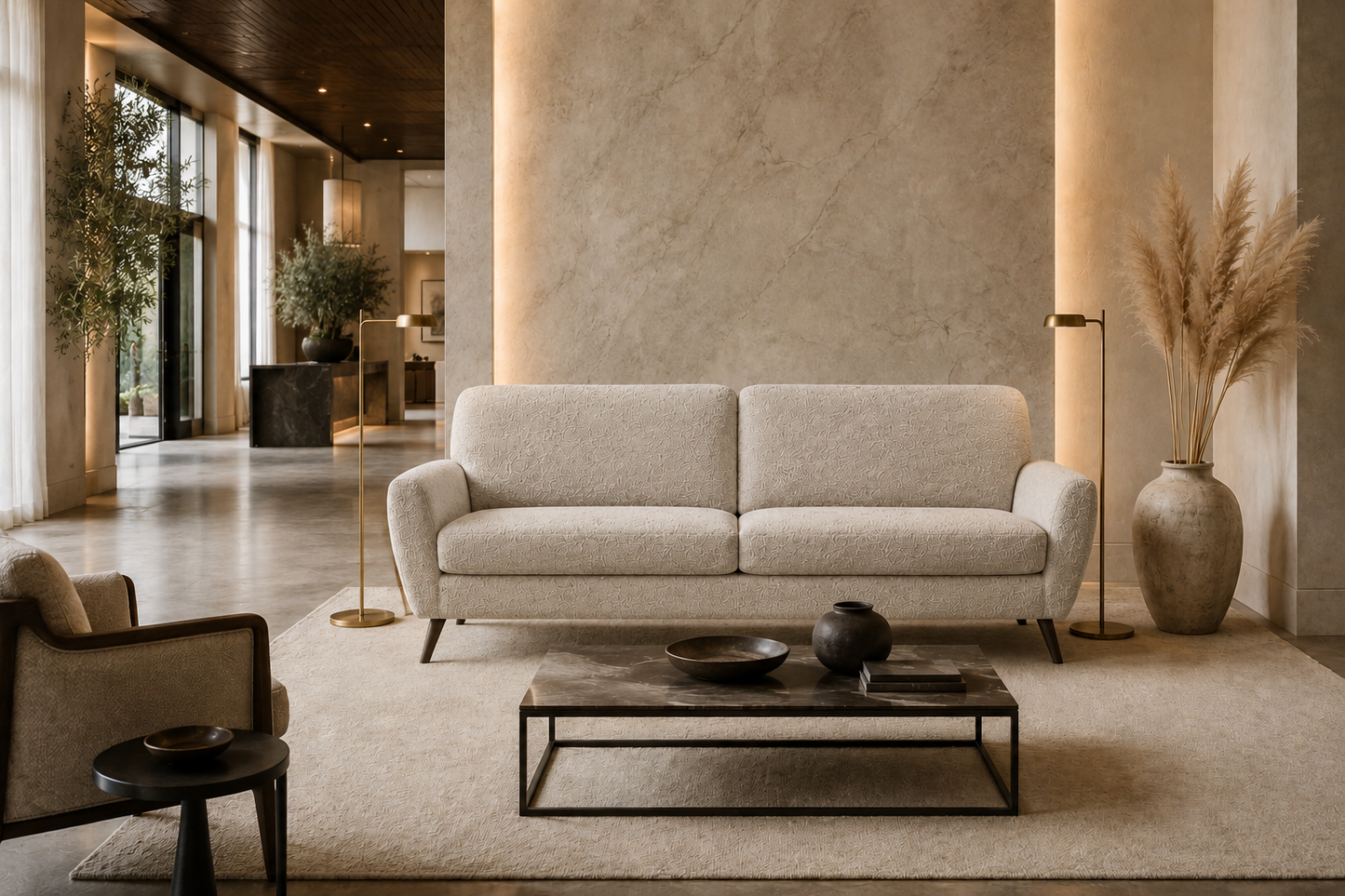 Keswick 3-Seater in CRIB 5 linen — curved arm contract sofa by Industrious Decor