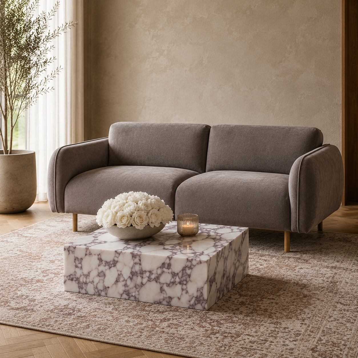 Calacatta Viola Faux Marble Coffee Table — Rectangle - Industrious Decor