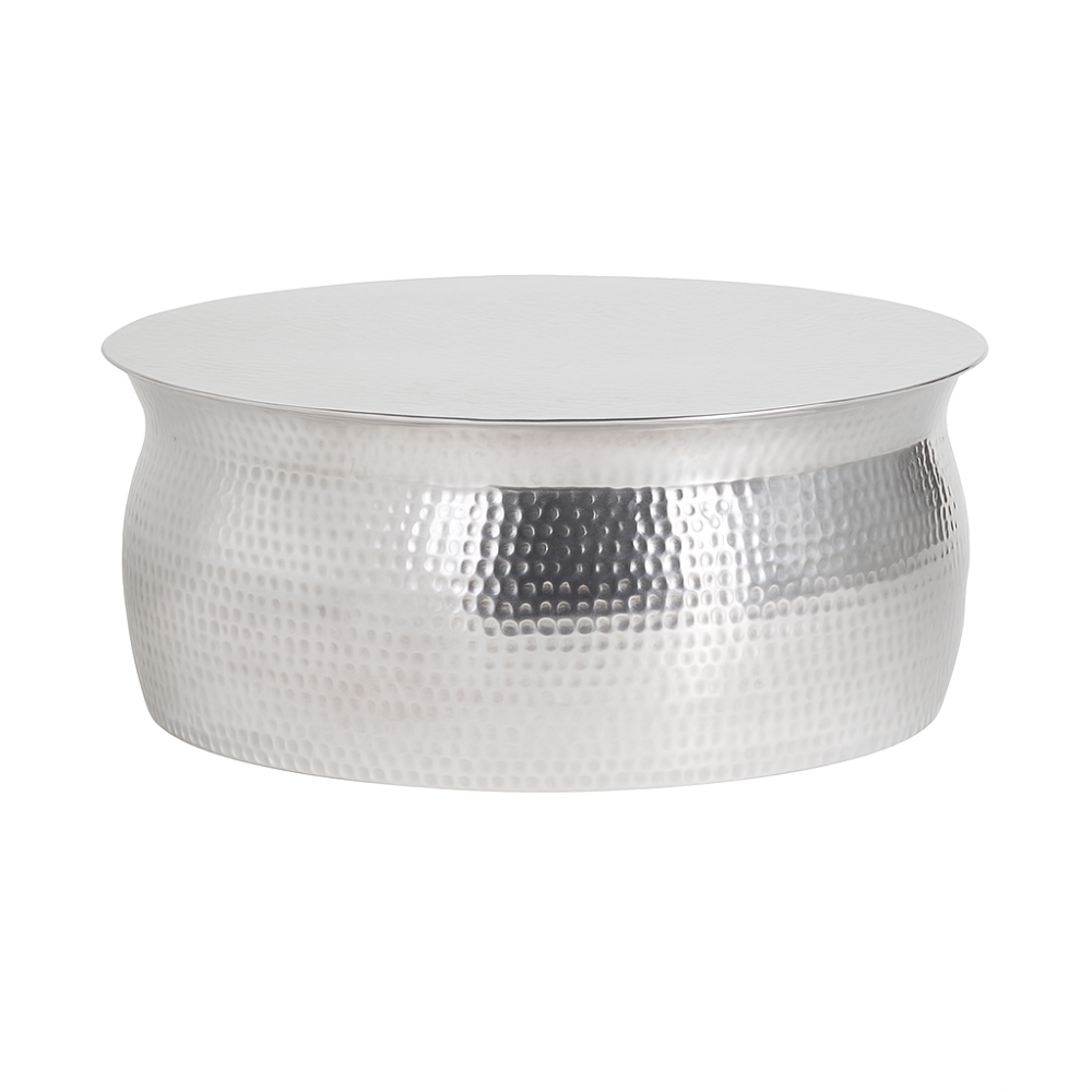 Hammered Silver Drum Coffee Table
