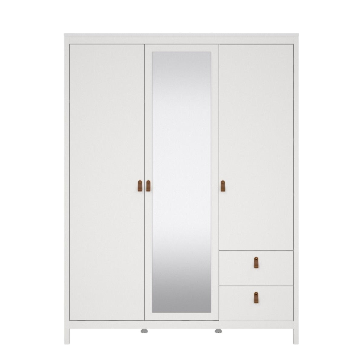 Yarwood Wardrobe with Mirror & Drawers White - Tan - Industrious Decor