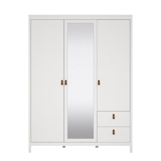 Yarwood Wardrobe with Mirror & Drawers White - Tan - Industrious Decor