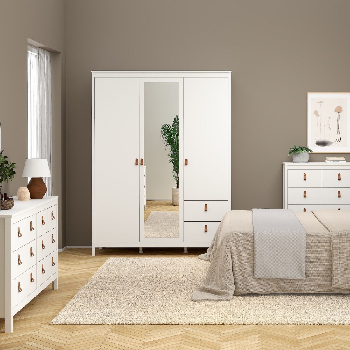 Yarwood Wardrobe with Mirror & Drawers - Industrious Decor