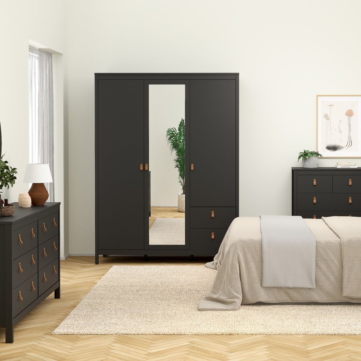 Yarwood Wardrobe with Mirror & Drawers - Industrious Decor