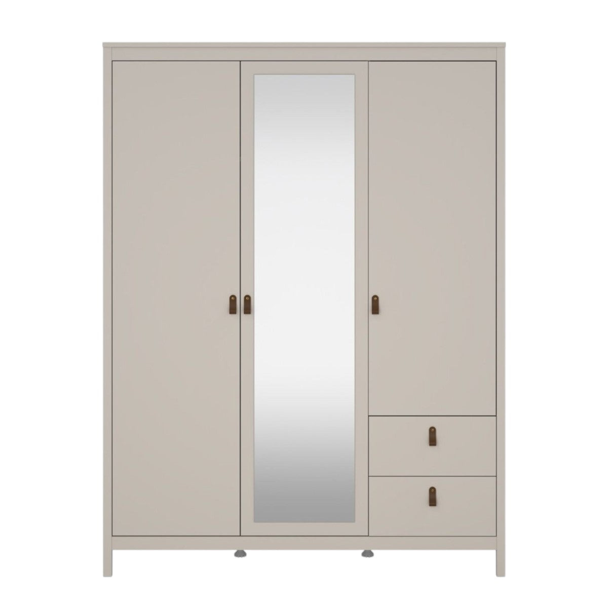 Yarwood Wardrobe with Mirror & Drawers Cashmere - Tan - Industrious Decor