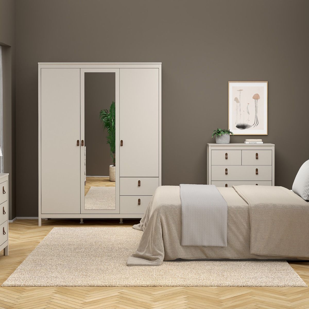 Yarwood Wardrobe with Mirror & Drawers - Industrious Decor