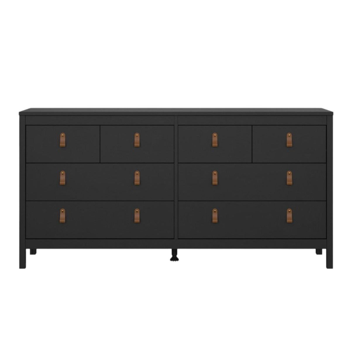 Yarwood Wide Chest 4 + 4 Drawers Black - Tan - Industrious Decor