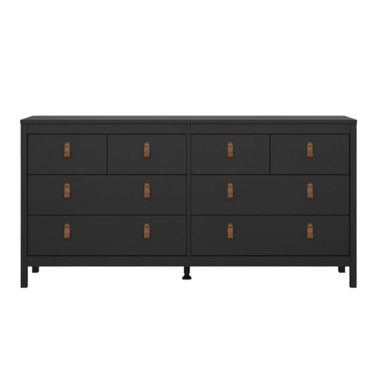 Yarwood Wide Chest 4 + 4 Drawers Black - Tan - Industrious Decor