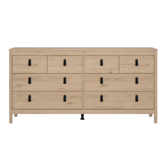 Yarwood Wide Chest 4 + 4 Drawers Oak - Black - Industrious Decor