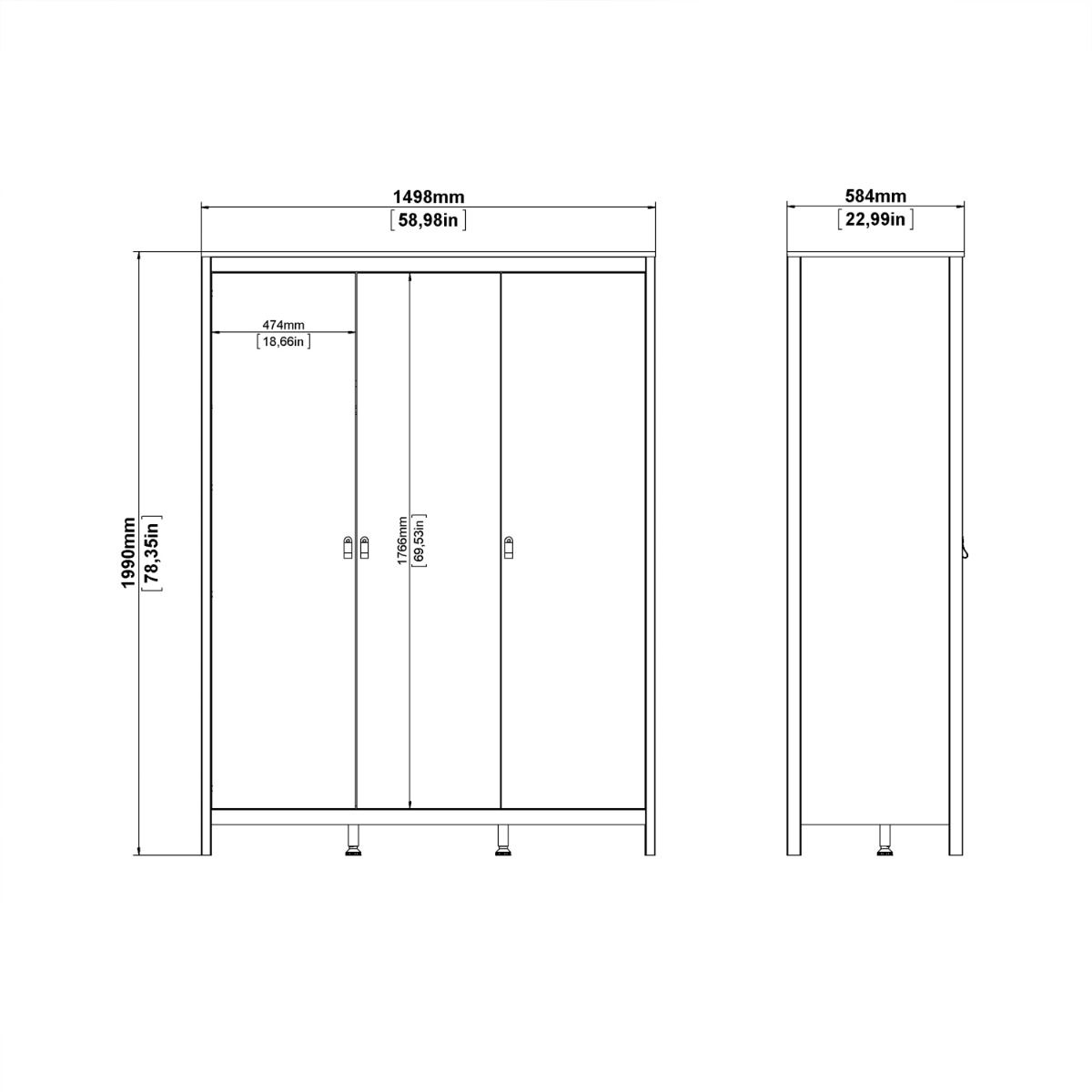 Yarwood Triple Wardrobe Triple - Industrious Decor
