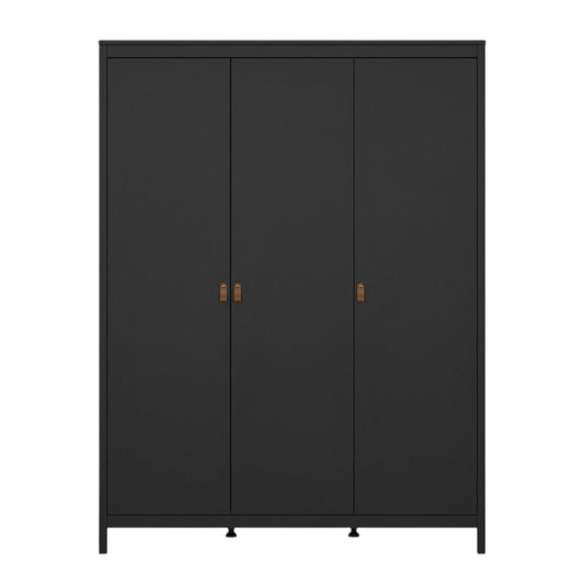Yarwood Triple Wardrobe Triple Black - Tan - Industrious Decor