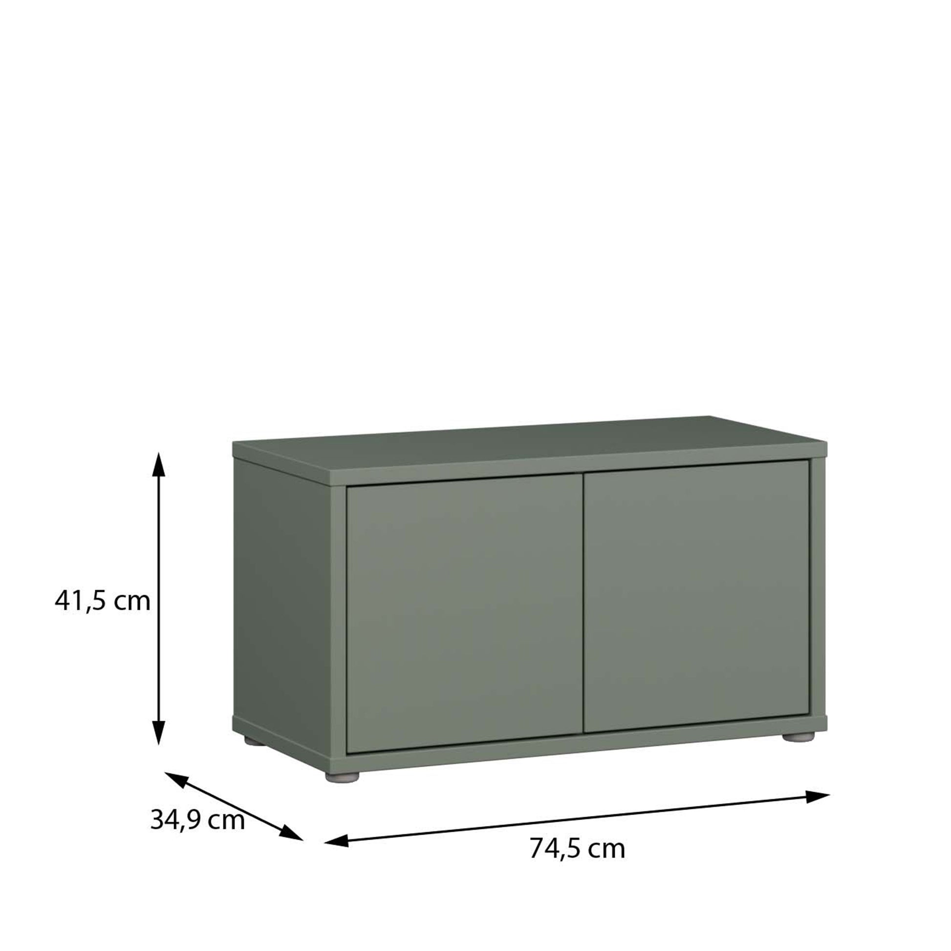 Bloc 2 Door Storage Bench in Sage Green - Industrious Decor