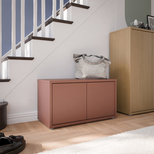Bloc 2 Door Storage Bench in Terracotta - Industrious Decor
