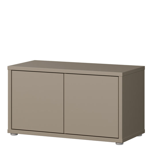 Bloc 2 Door Storage Bench in Taupe - Industrious Decor