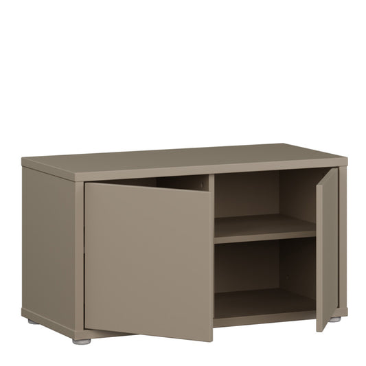 Bloc 2 Door Storage Bench in Taupe - Industrious Decor