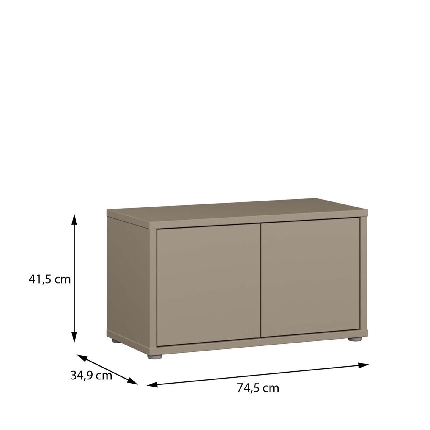 Bloc 2 Door Storage Bench in Taupe - Industrious Decor