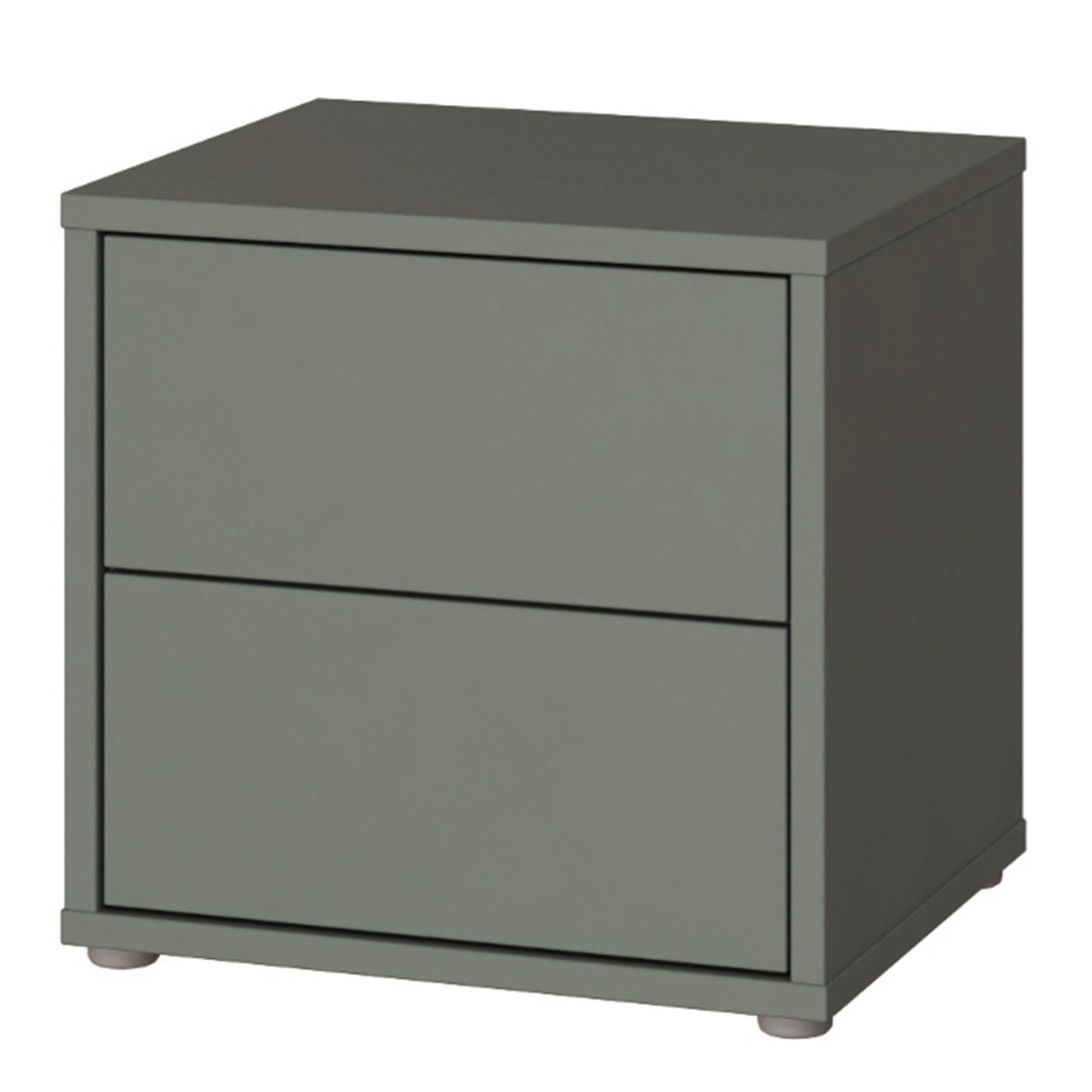 Bloc 2 Drawer Low Bedside Cabinet in Sage Green - Industrious Decor